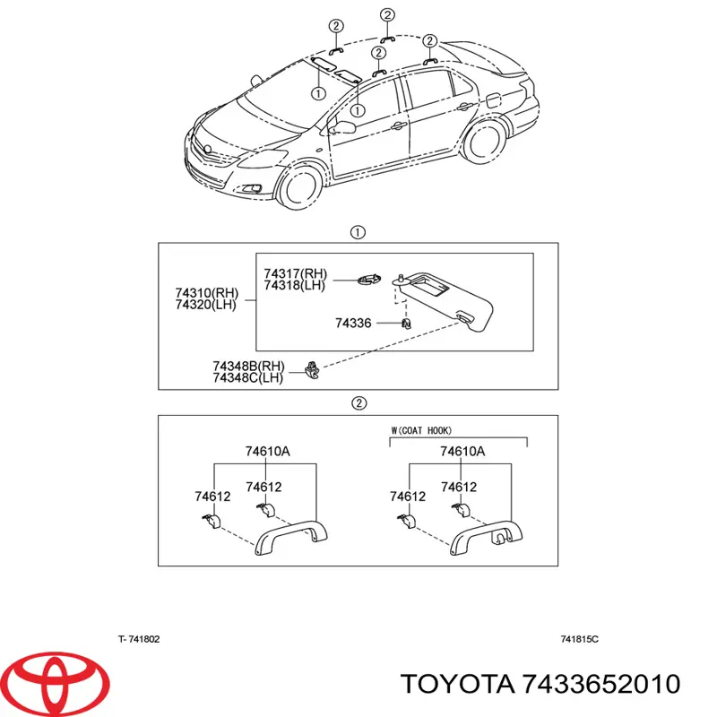 Фиксатор солнцезащитного козырька Toyota 7433652010