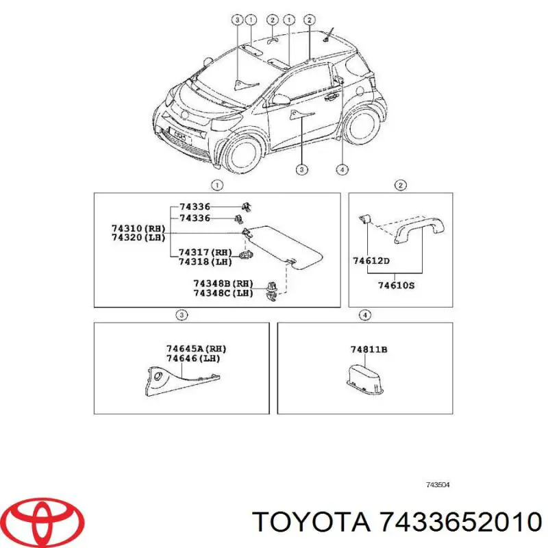 Фіксатор сонцезахисного козирка 7433652010 Toyota