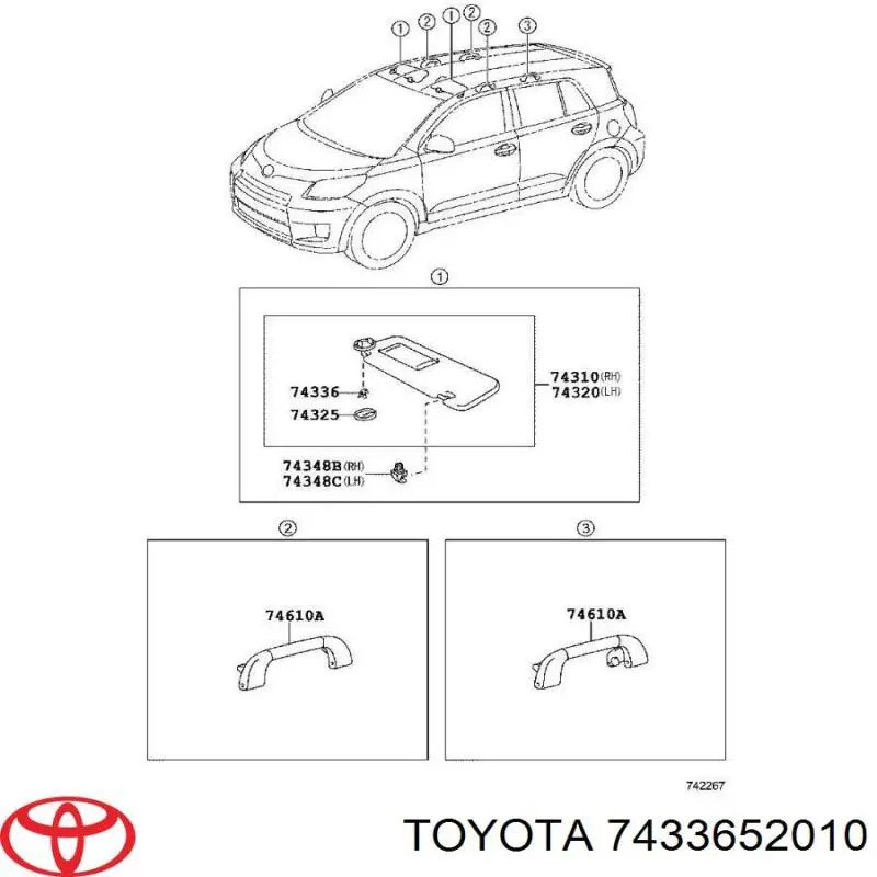 Купить 7433652010 Toyota Фиксатор солнцезащитного козырька