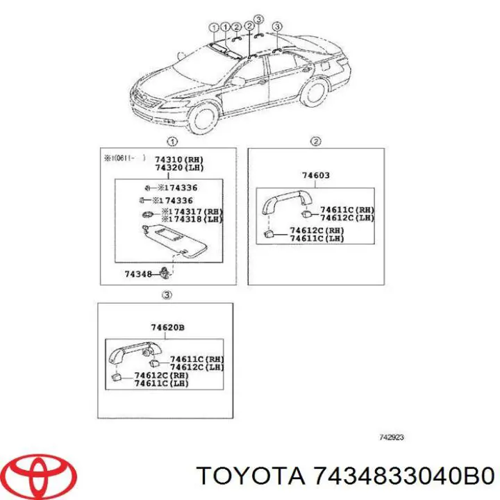 Фиксатор солнцезащитного козырька Toyota 7434833040B0 цена, от 3.80 USD