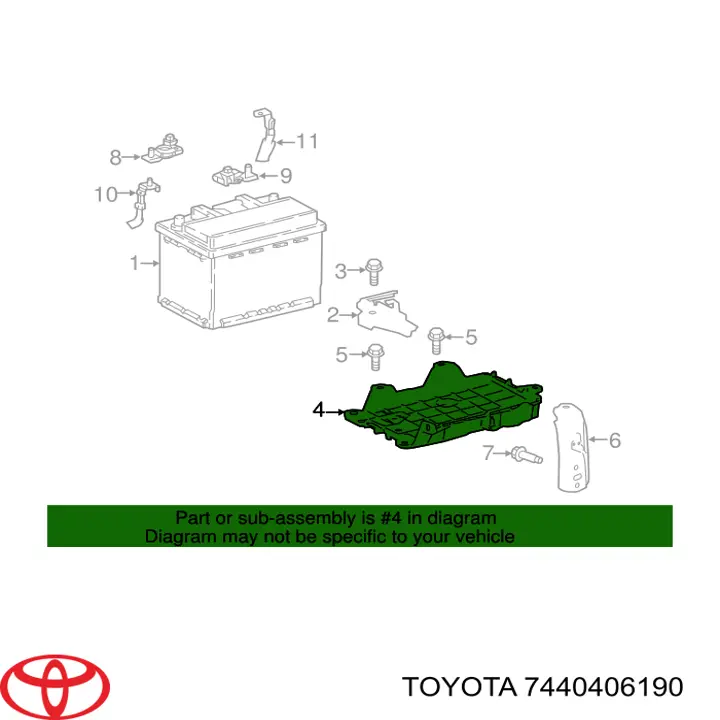 Ящик АКБ Toyota 7440406190 цена, от 14.11 USD
