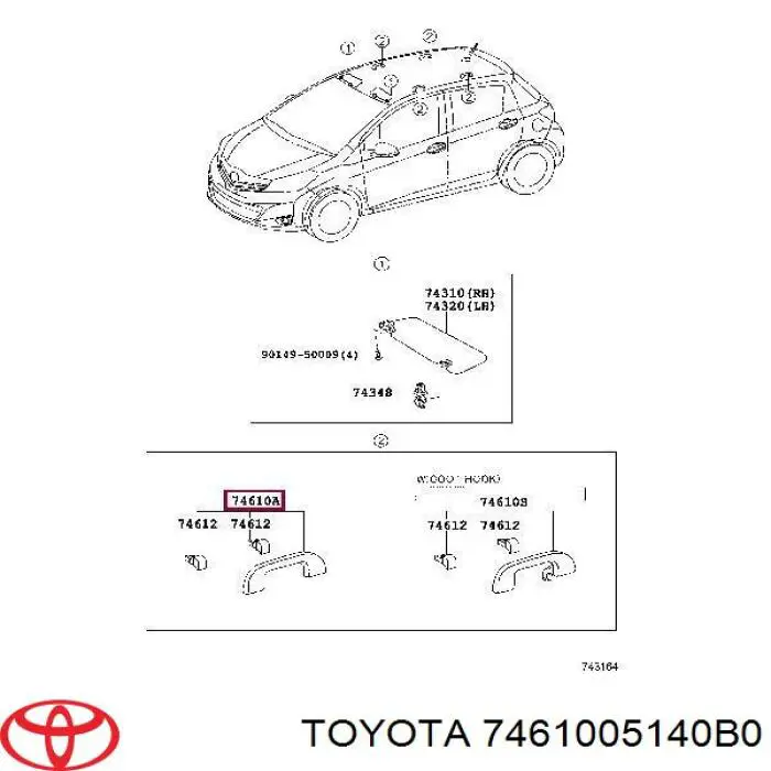 Puxador do teto de salão para Toyota Avensis (T27)