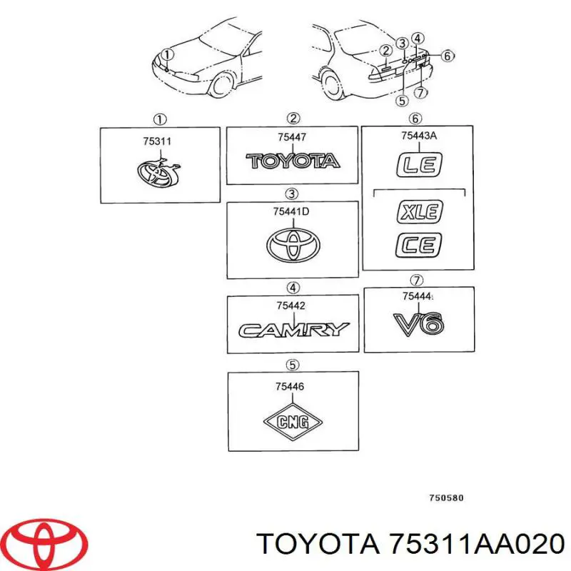 Эмблема капота 75311AA020 Toyota