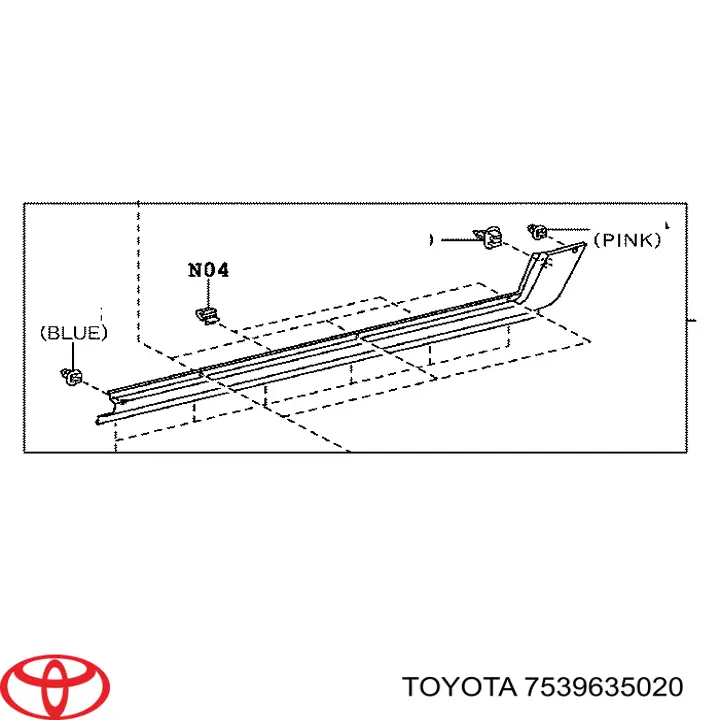 Пистон (клип) крепления накладок порогов Toyota 7539635020