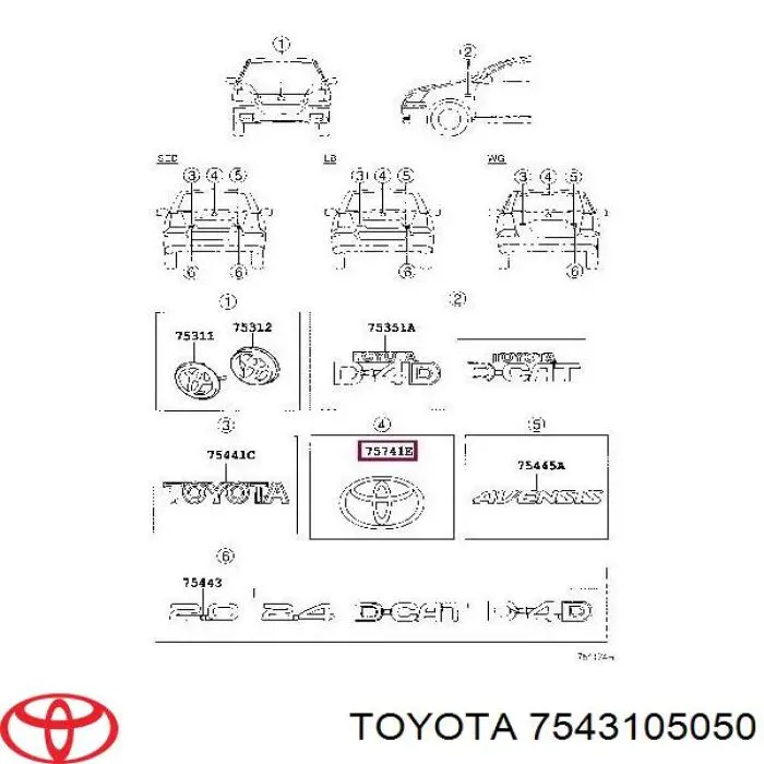 Emblema de tampa de porta-malas (emblema de firma) para Toyota Avensis (T25)
