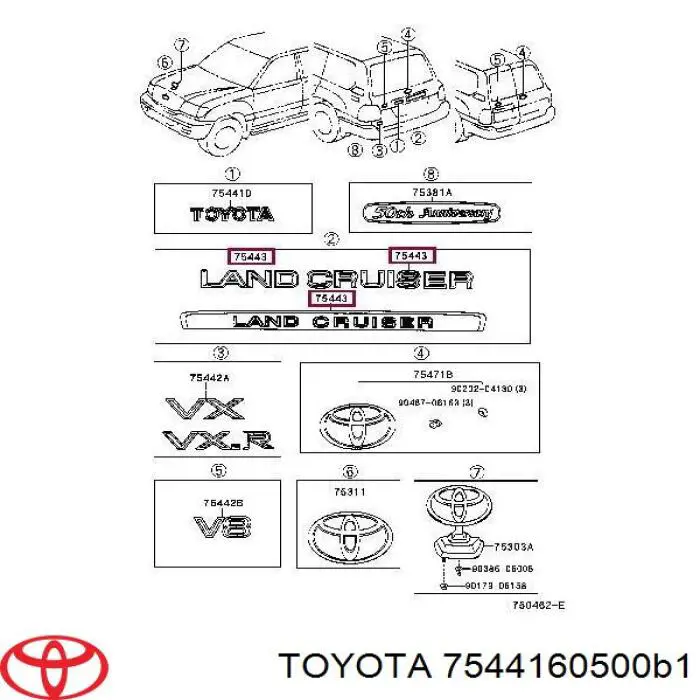 Эмблема крышки багажника 7544160500B1 Toyota