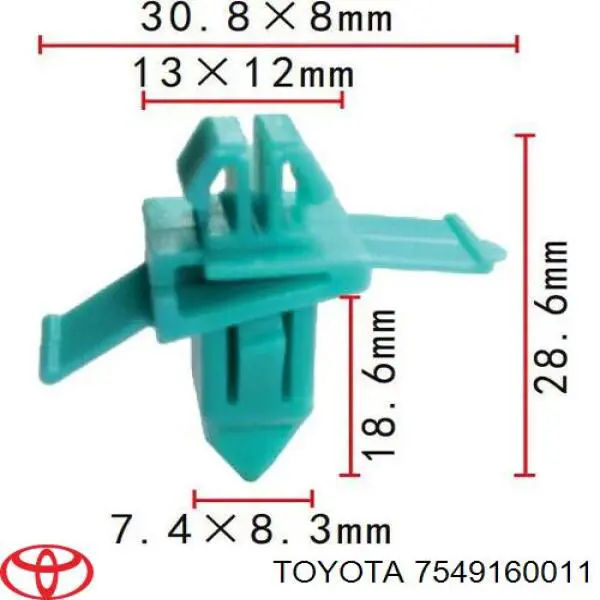 Клипса молдинга лобового стекла 7549160011 Toyota