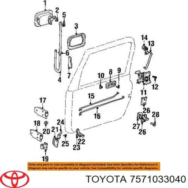 Молдинг опускного стекла двери передней правой Toyota 7571033040 цена, от 20.27 USD