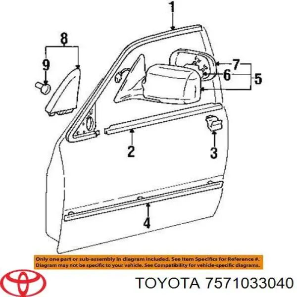 Молдинг опускного стекла двери передней правой на Toyota Camry V20