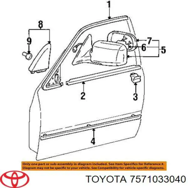  Молдинг опускного стекла двери передней правой Toyota Camry 