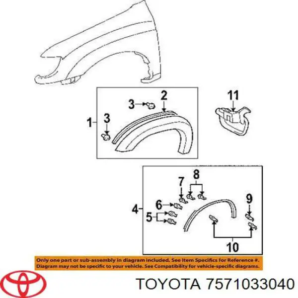 Купить 7571033040 Toyota Молдинг опускного стекла двери передней правой