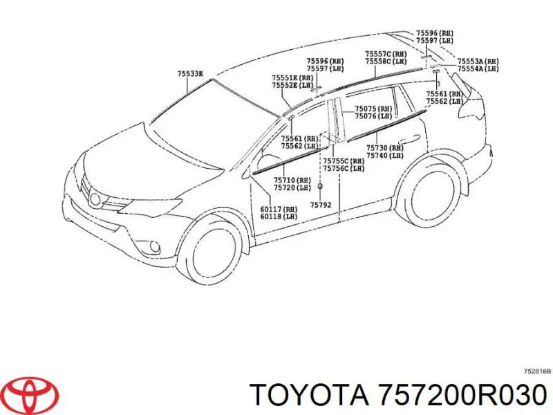  Toyota 757200R030 цена, от 257.86 USD