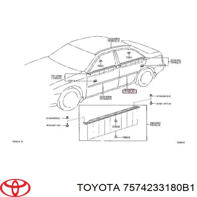 Уплотнитель стекла форточки двери задней левой на Toyota Camry V30