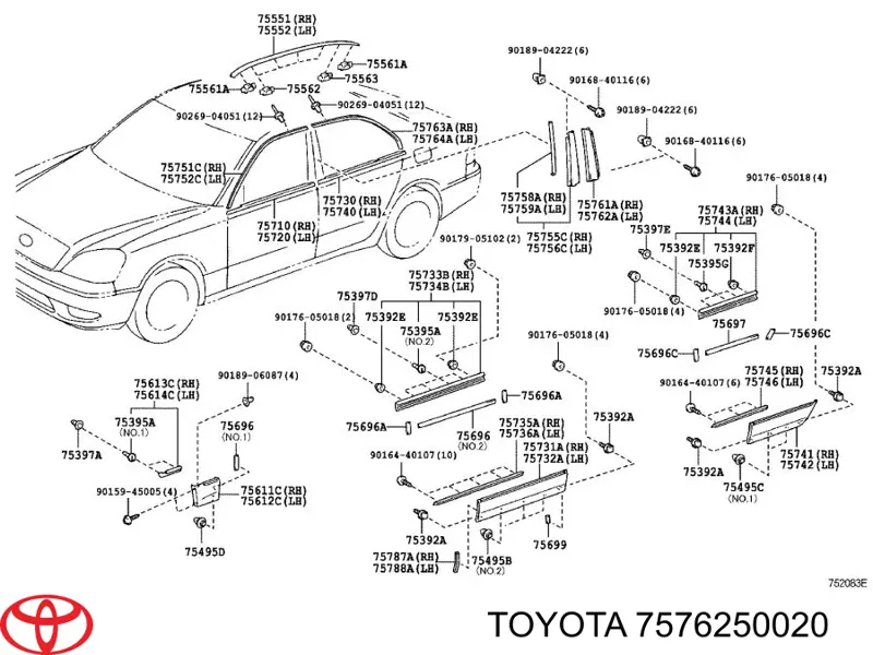  7576250020 Toyota