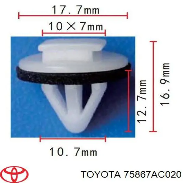 Пистон (клип) крепления подкрылка переднего крыла 75867AC020 Toyota