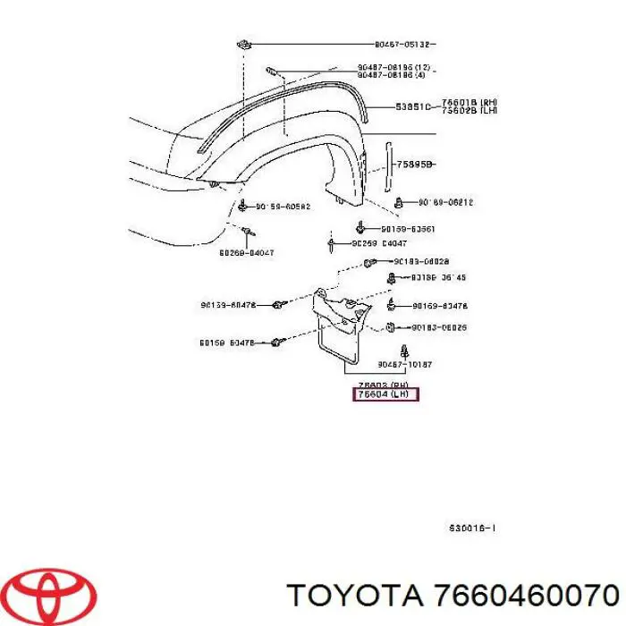 Protetor de lama dianteiro esquerdo para Toyota Land Cruiser (J9)