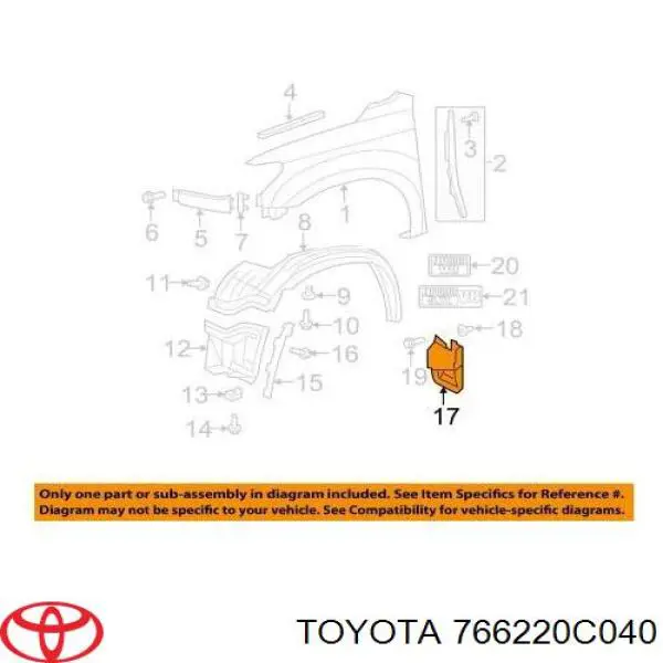 766220C040 Toyota брызговик передний левый