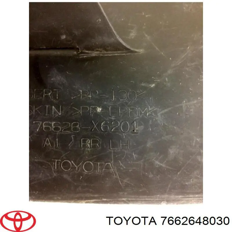 7662648030 Toyota protetor de lama traseiro esquerdo