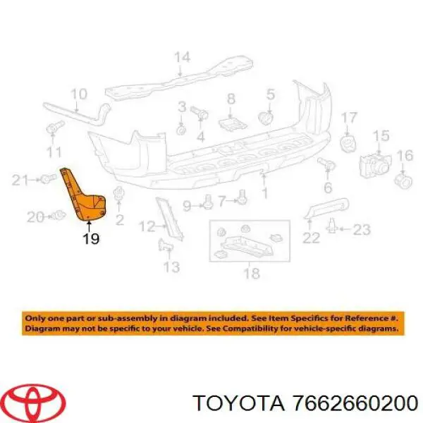 7662660200 Toyota protetor de lama traseiro esquerdo