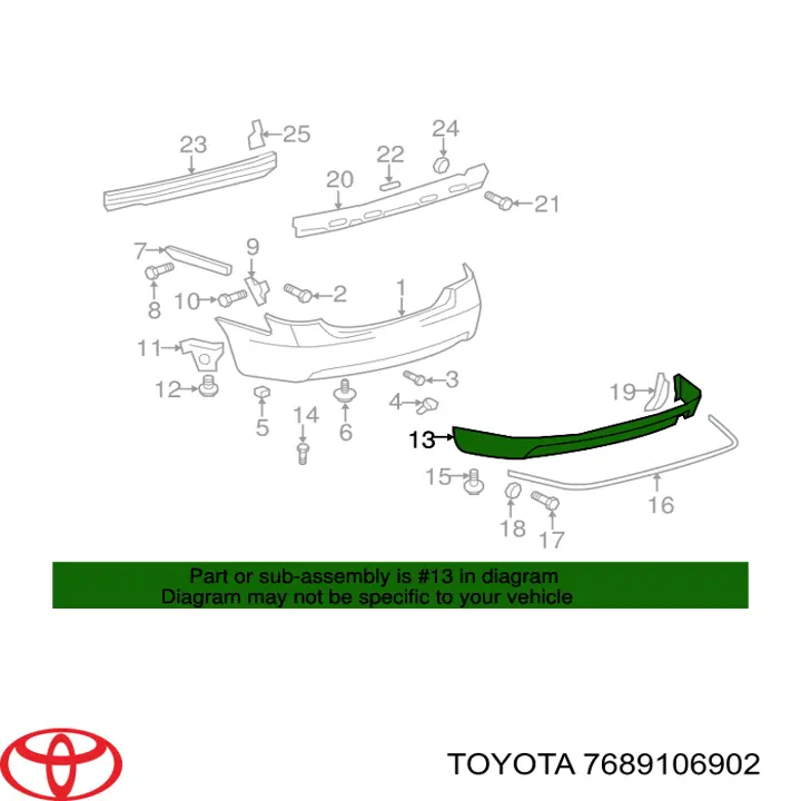Купить 7689106902 Toyota Спойлер крыши