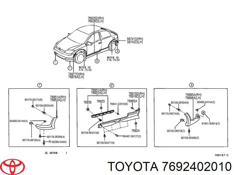 Cápsula (prendedor) de fixação de placas sobrepostas do acesso para Toyota Echo 