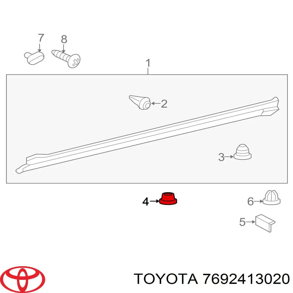 Пістон (кліп) кріплення накладок порогів 7692413020 Toyota