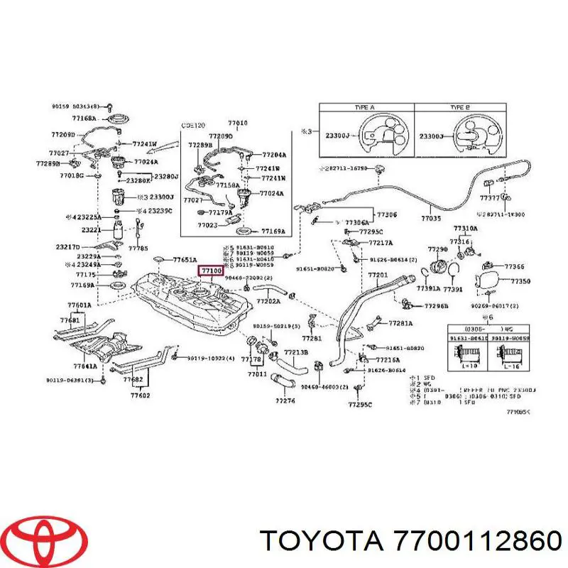 Топливный бак 7700112860 Toyota