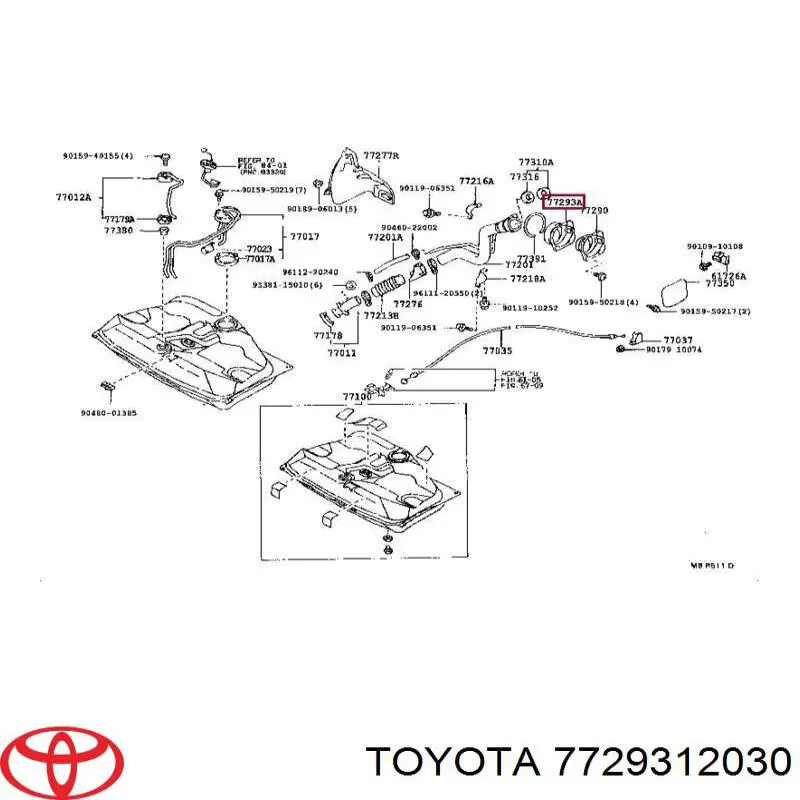 7729312030 Toyota Уплотнитель заливной горловины топливного бака