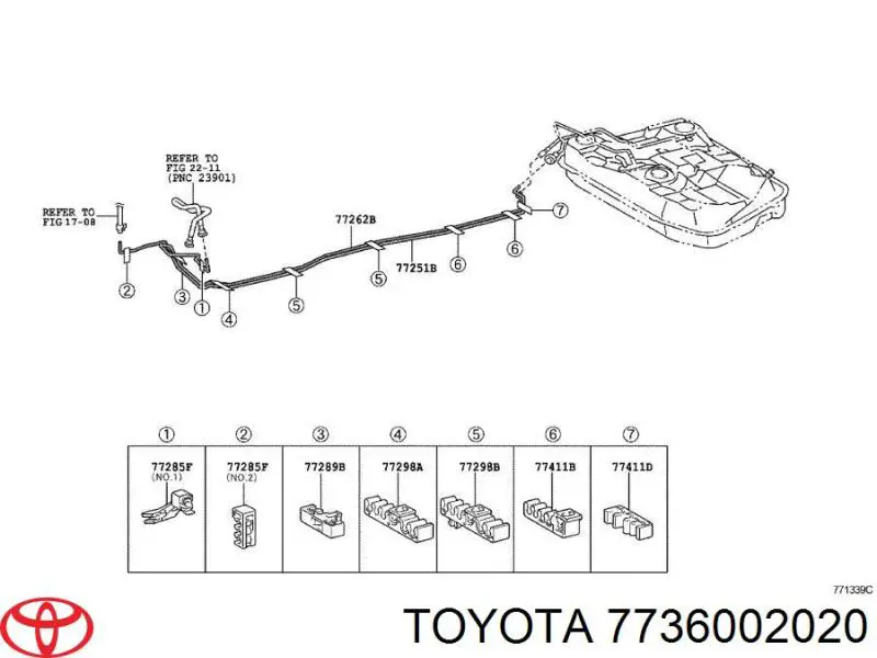 7736002010 Toyota пружина лючка топливного бака