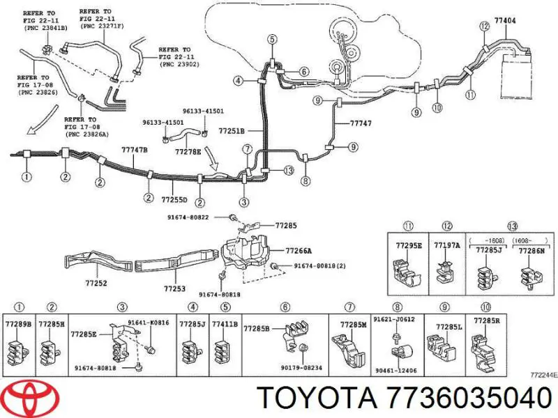Купить 7736035040 Toyota Пружина лючка топливного бака