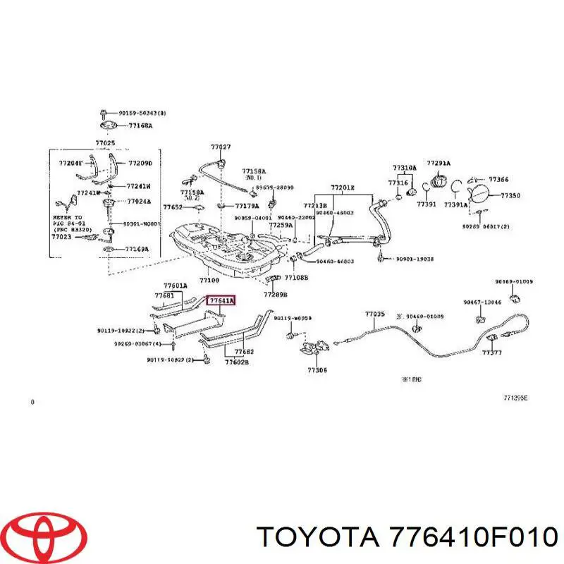 776410F010 Toyota Защита днища, топливного бака