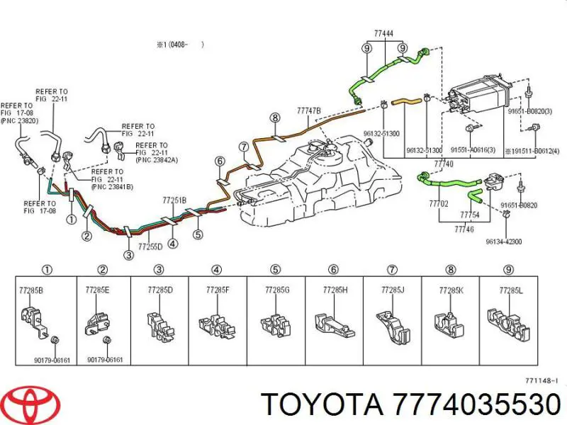 7774035530 Toyota filtro de combustível