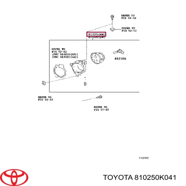 810250K041 Toyota Противотуманка правая
