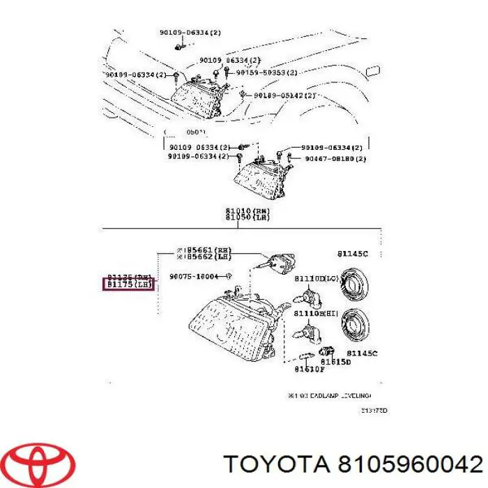 Фара левая 8105960042 Toyota