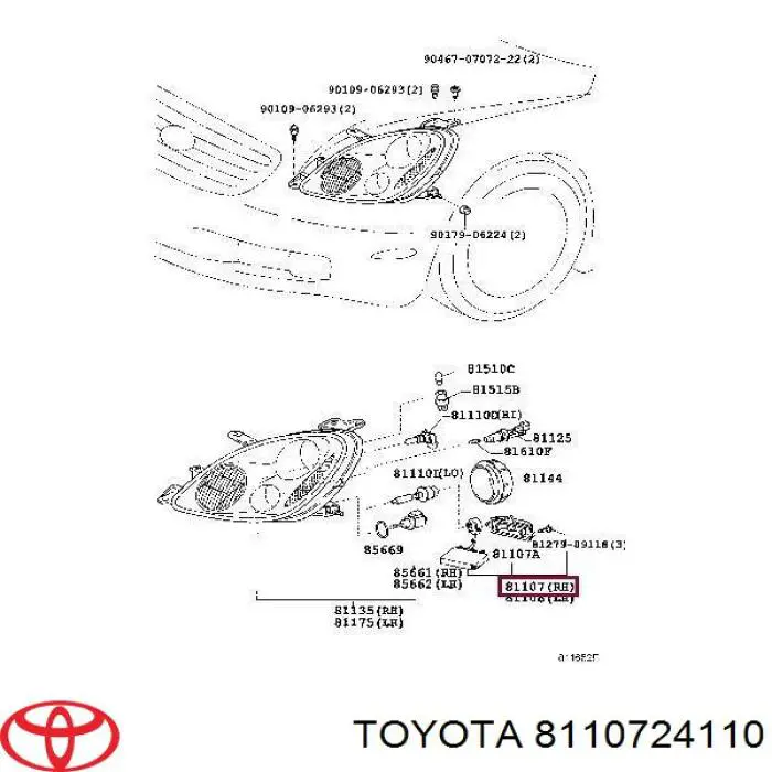 Bobina de reactancia, lámpara de descarga de gas 8110724110 Toyota