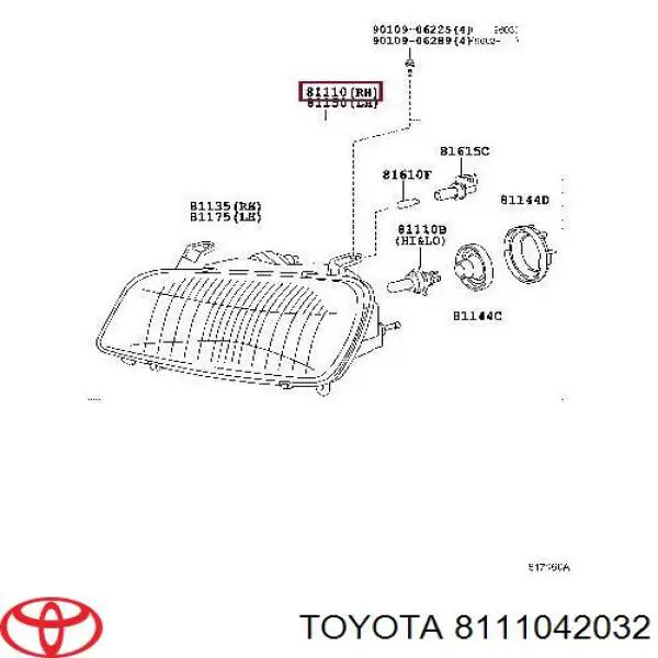 8111042031 Toyota фара правая