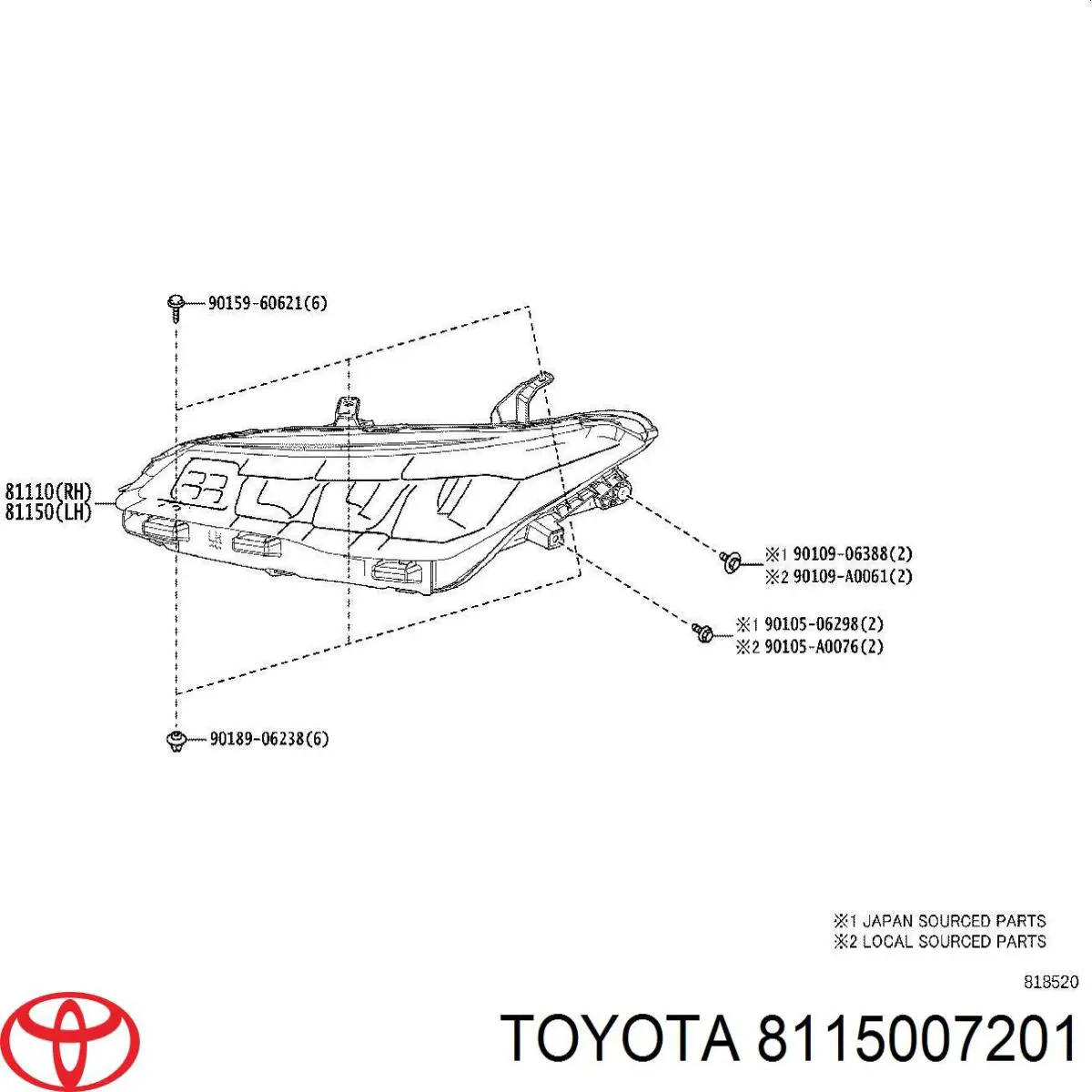 8115007201 Toyota Фара