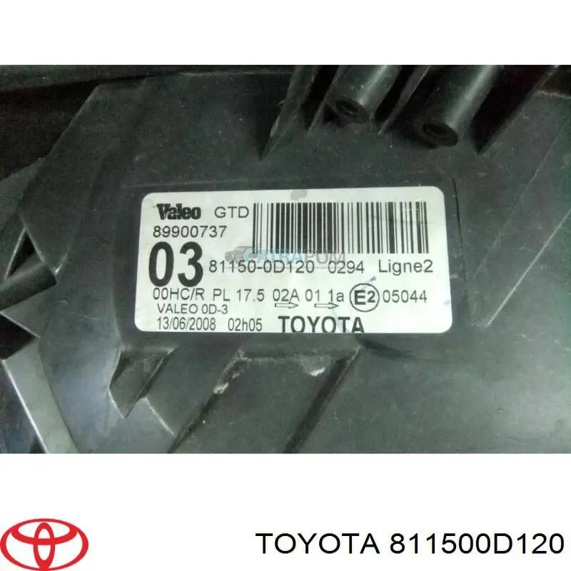 Левая фара 811500D120 Toyota