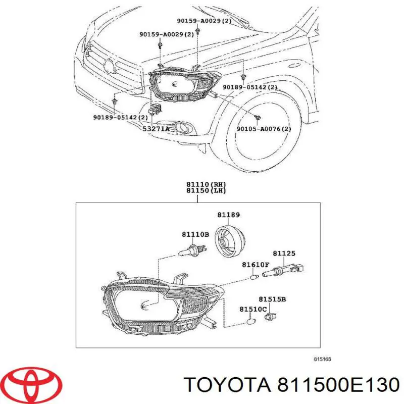 811500E130 Toyota фара левая