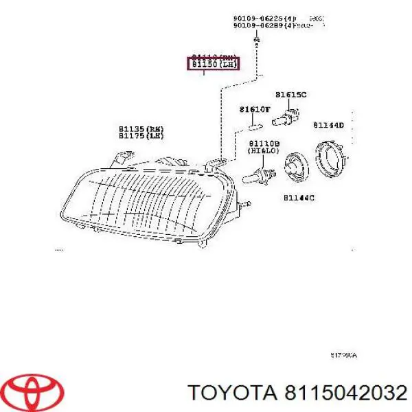 Faro izquierdo 8115042032 Toyota