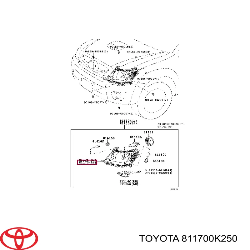 811700K250 Toyota Фара