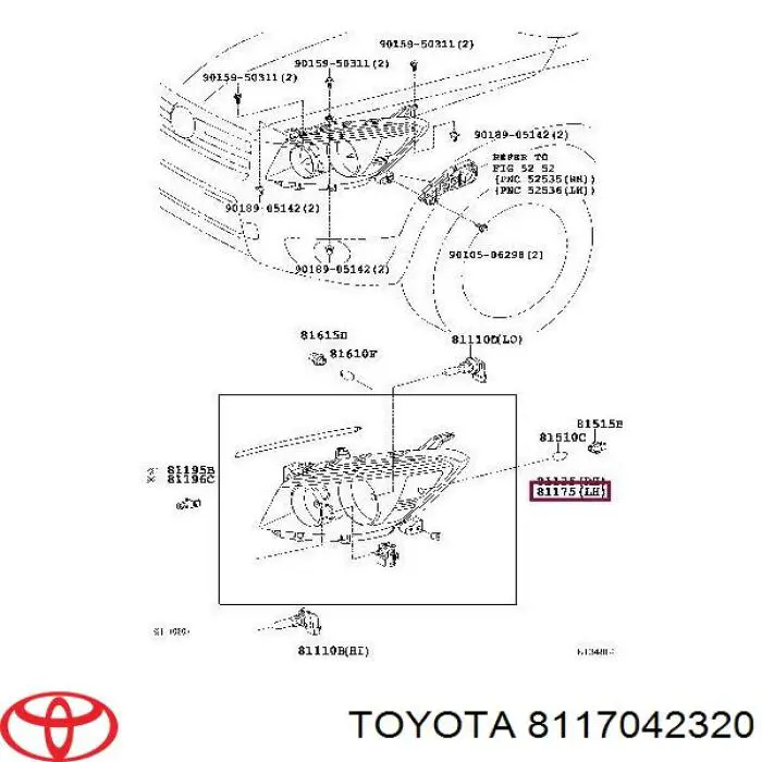 8117042320 Toyota фара левая