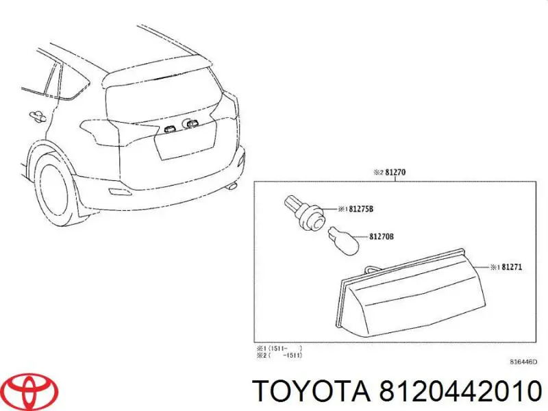 Piloto de matrícula 8120442010 Toyota