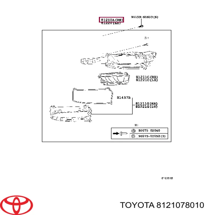 Фара противотуманная правая Toyota 8121078010