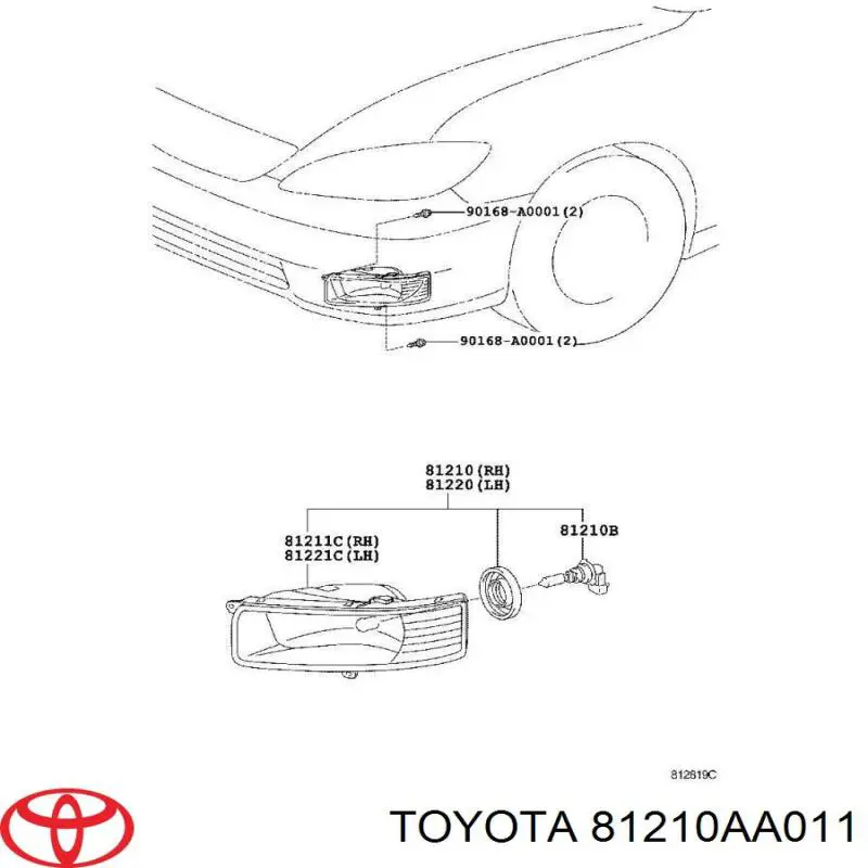 Противотуманная фара Тойота Камри V30 (Toyota Camry)