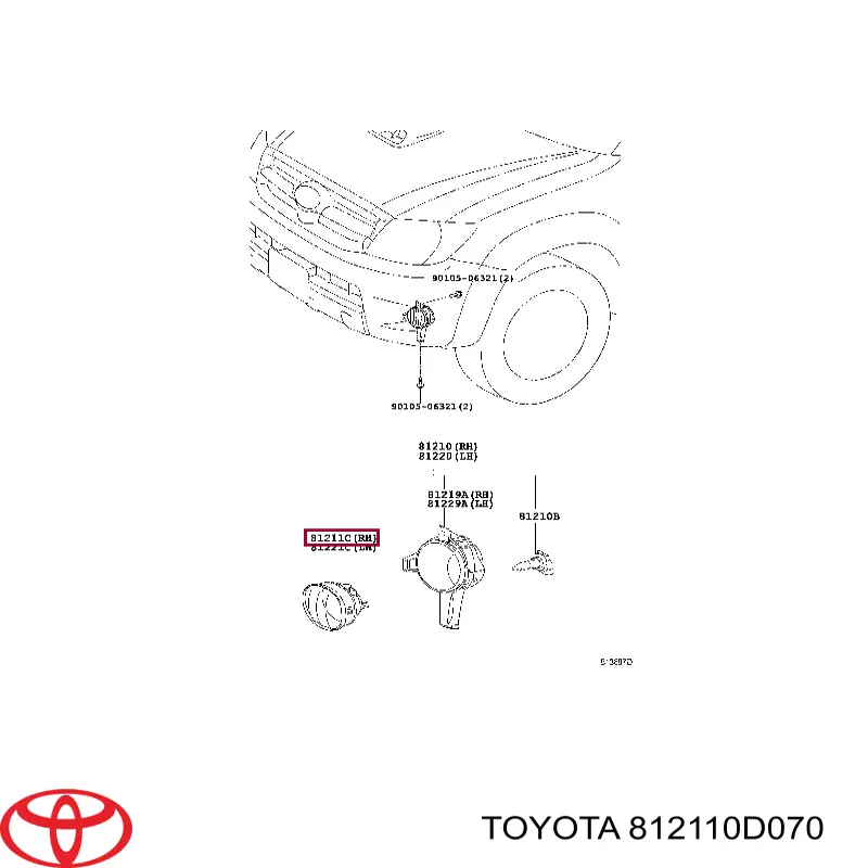 Luzes de nevoeiro direitas para Toyota FORTUNER (N5, N6)