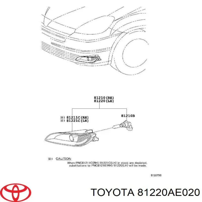 81220AE020 Toyota фара противотуманная левая