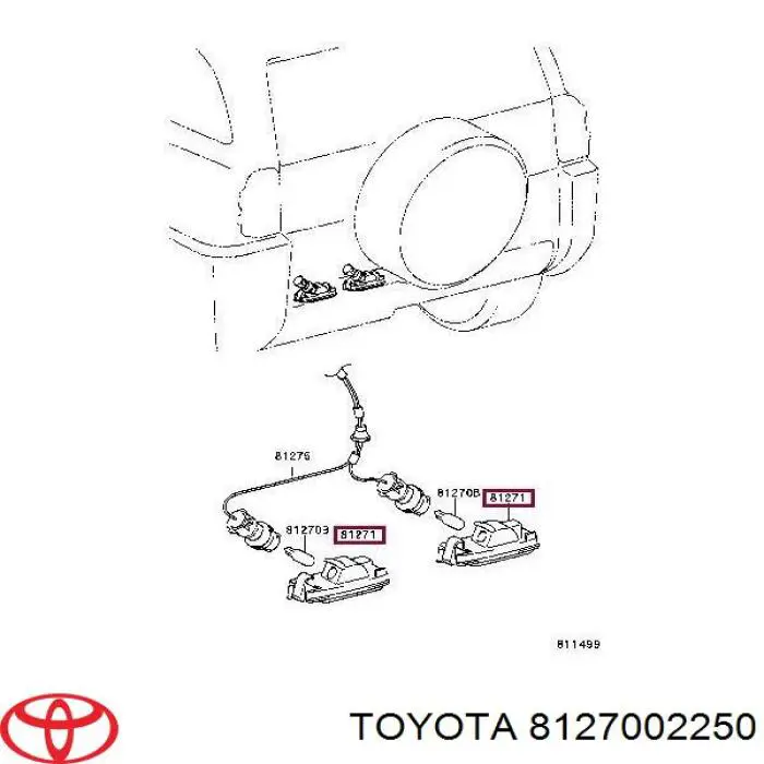 8127002250 Toyota Фонарь освещения номера