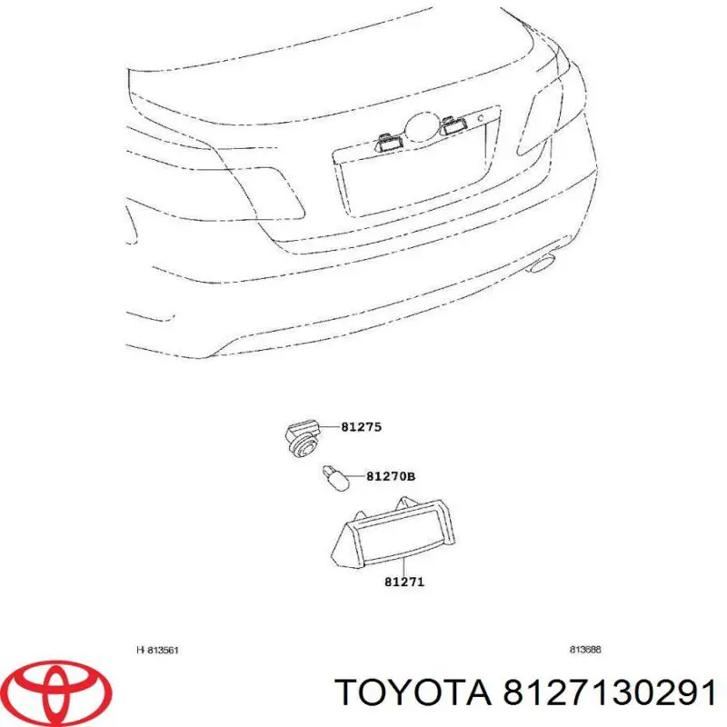 Корпус фонаря подсветки номерного знака Toyota 8127130291