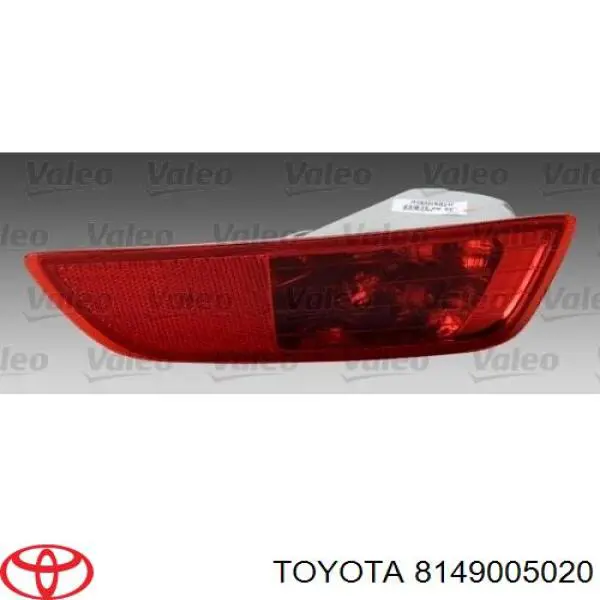 8149005020 Toyota retrorrefletor (refletor do pára-choque traseiro esquerdo)